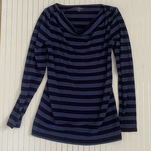 Striped Navy & Blue Ann Taylor Loft Factory Shirt